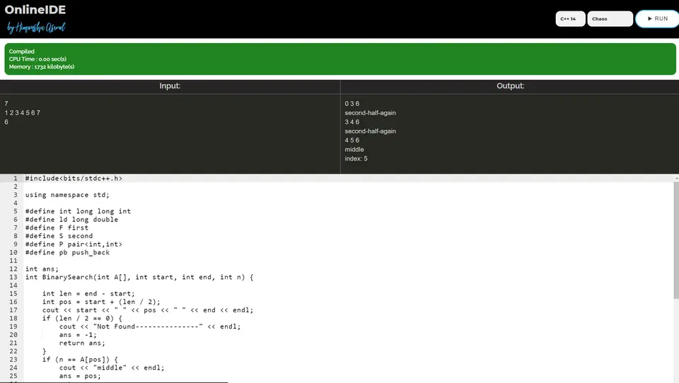 OnlineIDE: screen 2